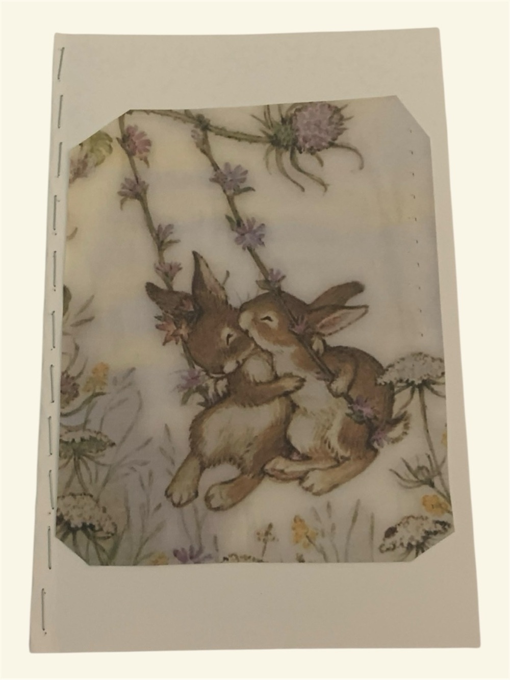 Handmade Cute Bunny Journal, Aesthetic Pocket Notebook with Inspirational Quotes